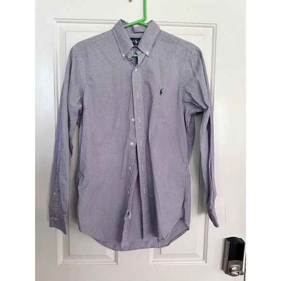 Ralph Lauren Men's Purple Tattersall Button Up Oxford Dress Shirt Size 15 - Picture 1 of 5
